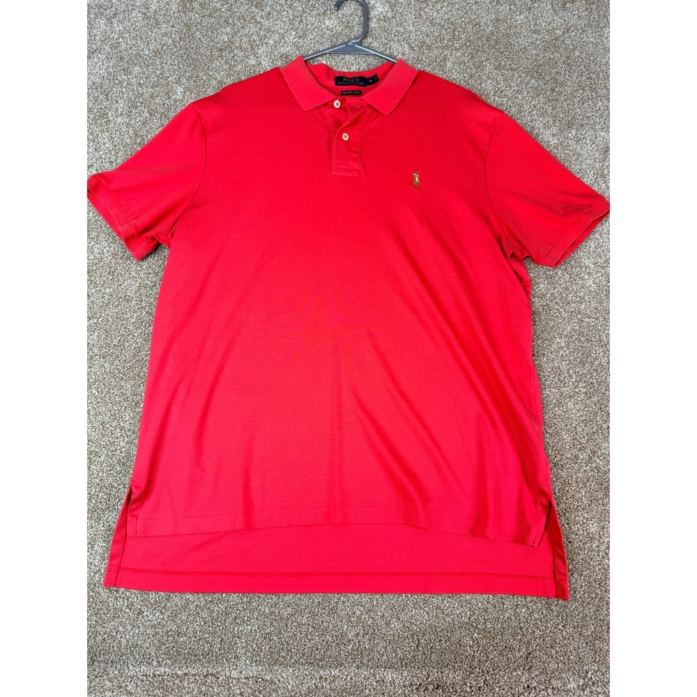 Polo Ralph Lauren Mens Custom Slim Fit Red Cotton Polo Shirt XL Americana Preppy